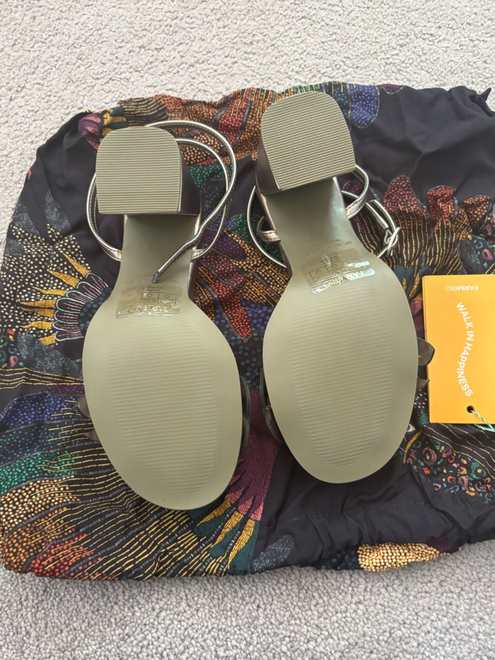 NWT FARM RIO Monstera Metallic Ankle Strap Sandal - Picture 10 of 12